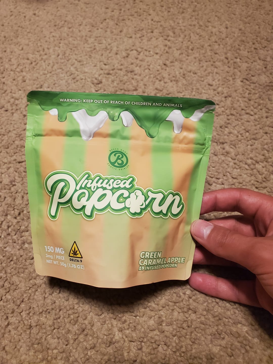 Customer photo review of INFUSED POPCORN - GREEN CARAMEL APPLE
