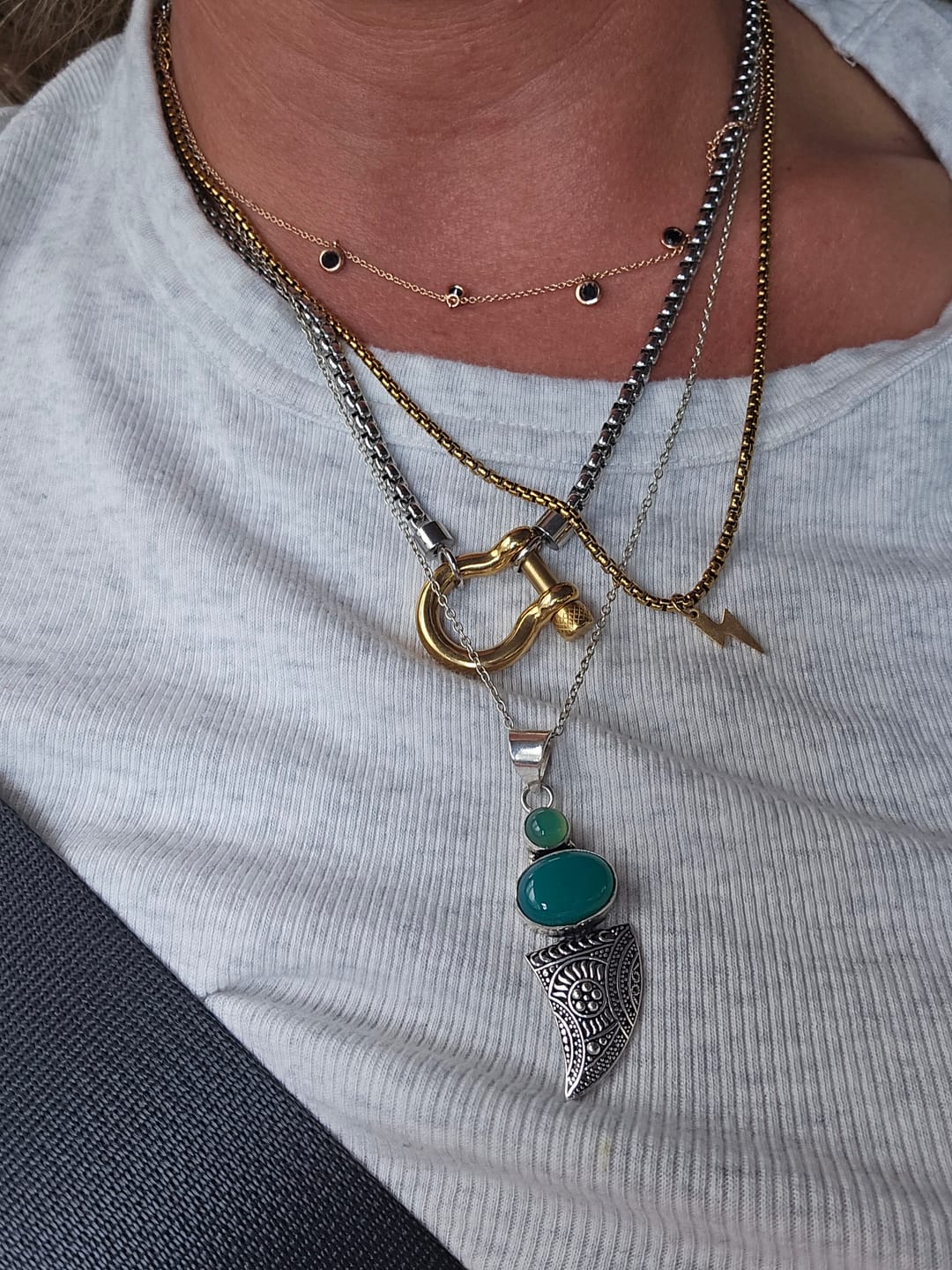 Customer photo review of Pippa Mixed Metals Necklace
