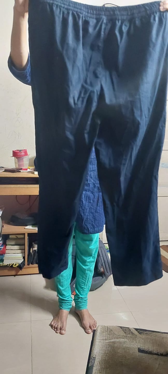 Customer photo review of Women Navy Blue Cotton Straight Pant