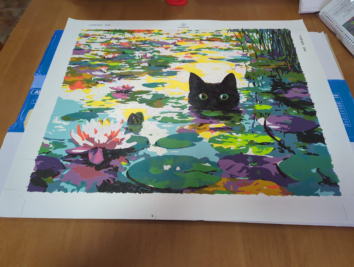 Customer photo review of A Water lilies cat | Paint by Number