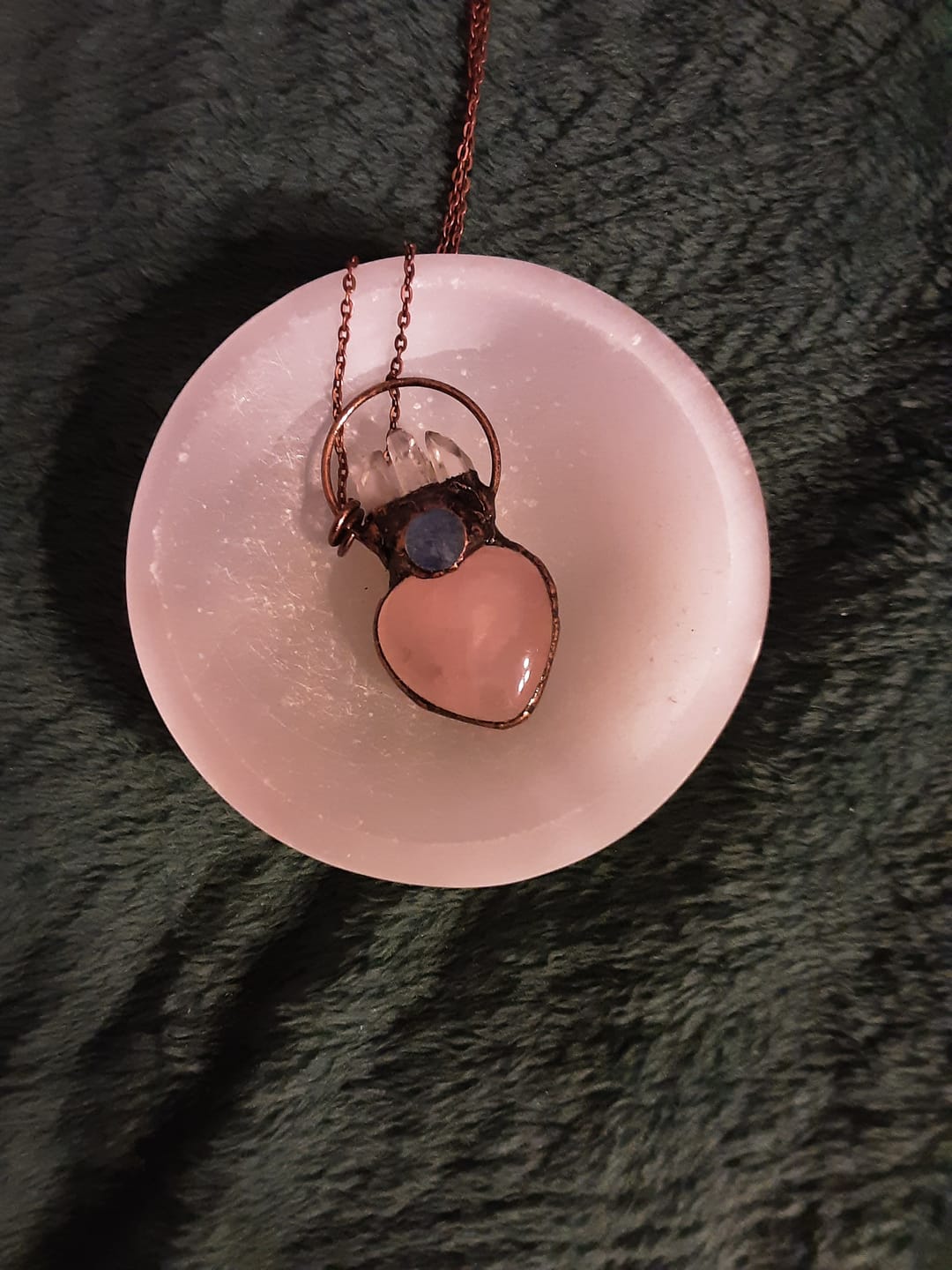 Customer photo review of Antique Rose Quartz Necklace