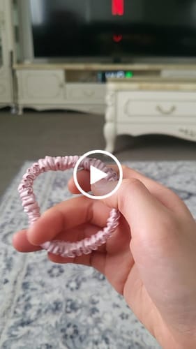 Customer photo review of 3 Pack Premium Mulberry Silk Scrunchies - Pink - Mini