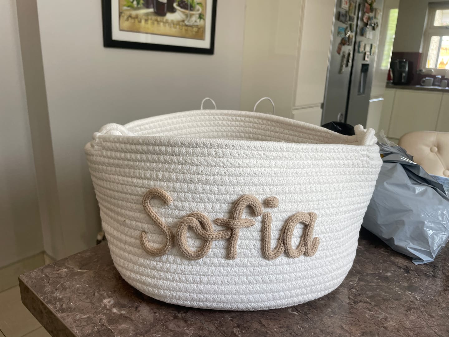 Customer photo review of Baby Knits™ Personalized Knitted Basket