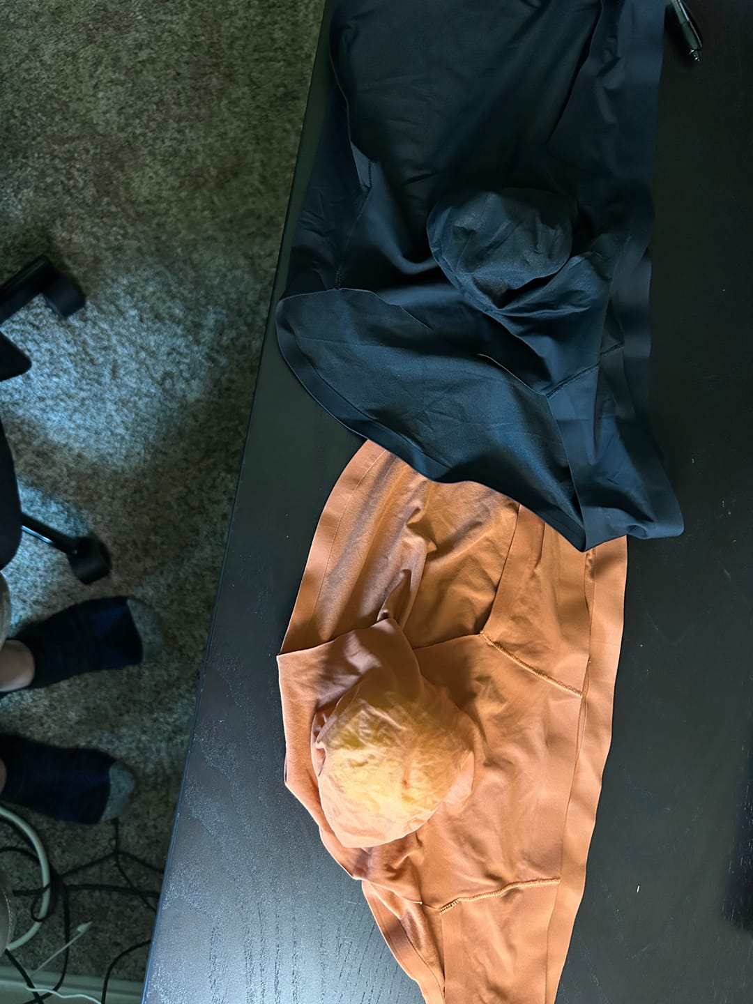 Customer photo review of Seamless Brushed Nylon 0in Briefs No Fly 3pk Black/Night Fall/Red Stone