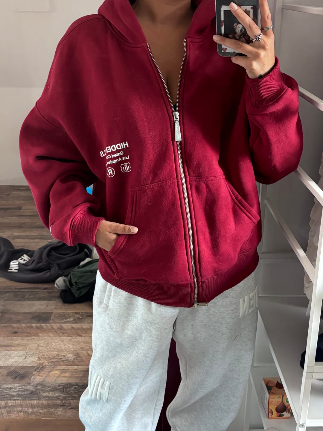 Customer photo review of LABEL ZIP HOODIE BURGUNDY