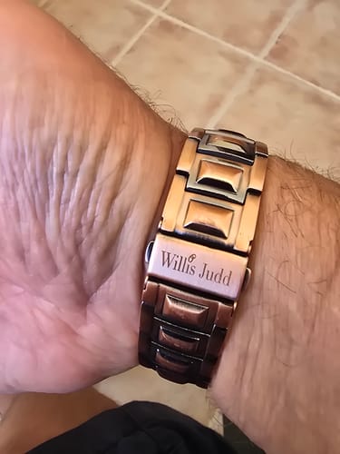 Customer wearing copper magnetic bracelet