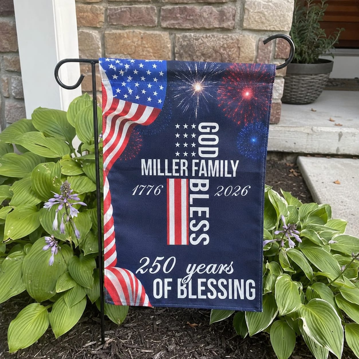 Customer photo review of America 250 Years of Blessings Flag - Customized Personalized Flag - Special Gift for Family, American Patriots