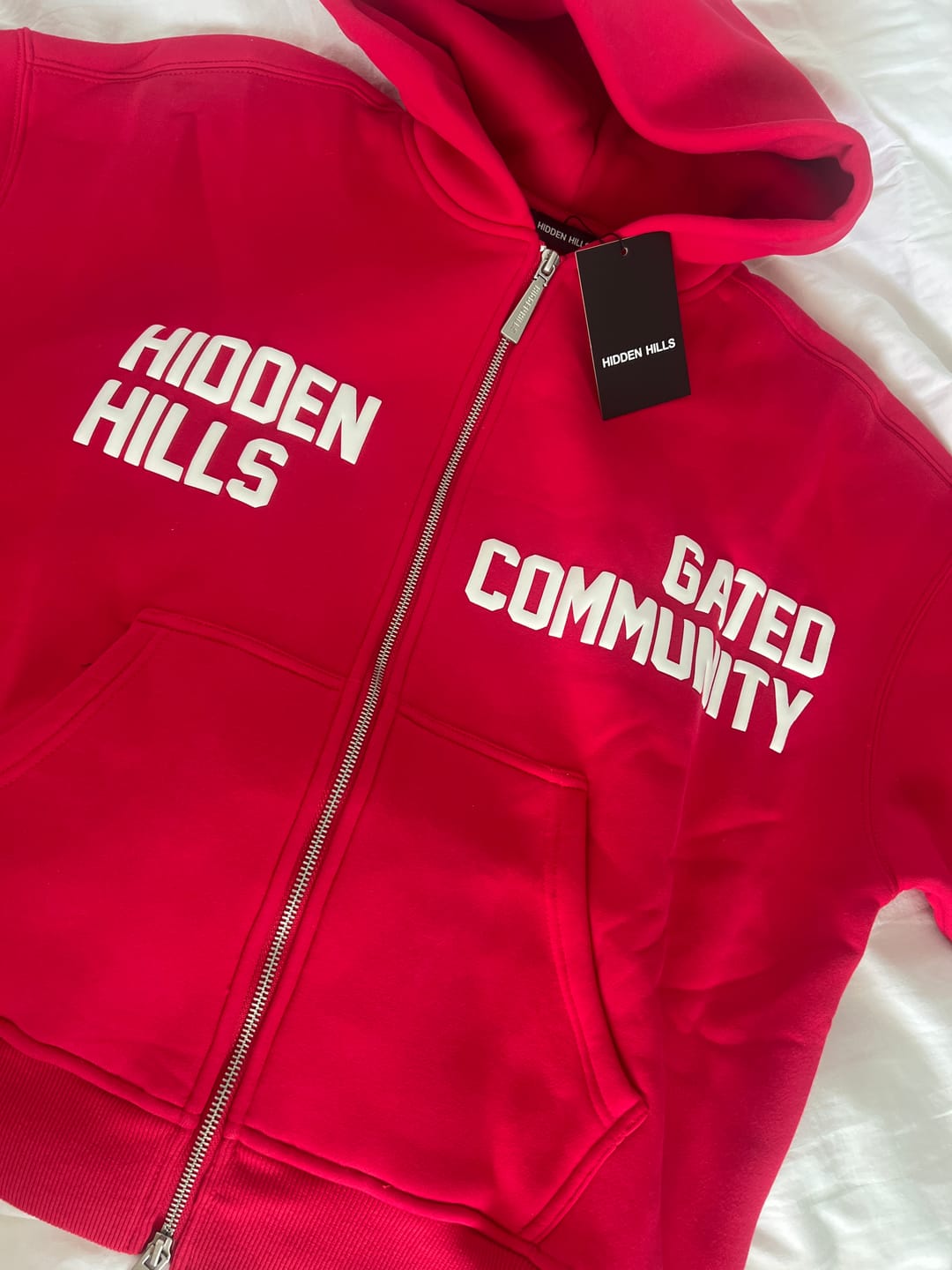 Customer photo review of GATED COMMUNITY ZIP HOODIE RASPBERRY RED