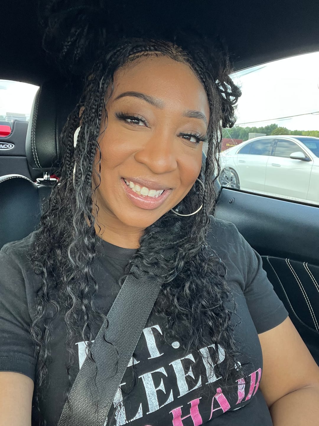 Customer photo review of Avery - Fulani 2 Steps Pre Bleached Full lace Cornrow Human Hair Curls Boho Box Braided Wig