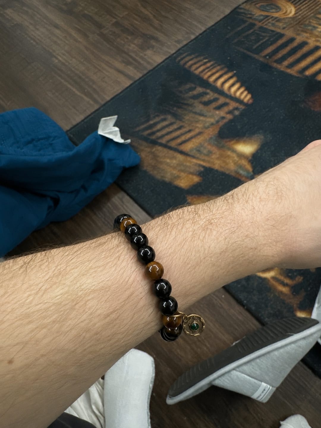Customer photo review of Sovereign Warrior Array – Natural Golden Tiger's Eye & Silver Obsidian Bracelet
