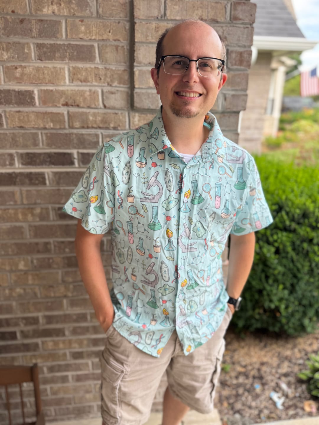 Customer photo review of Science Bioengineer Germanation Sky Blue Button Up Shirt