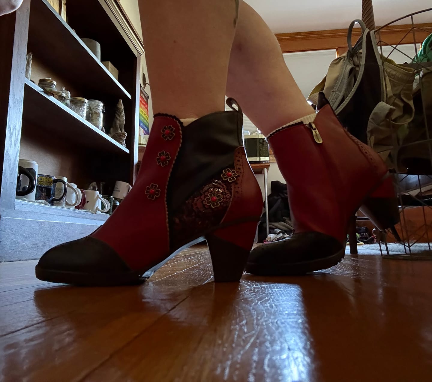 Customer photo review of Noble Rose Embroidered Ankle Boots