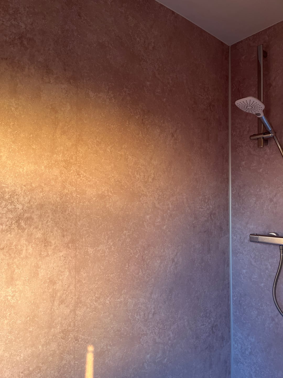 Customer photo review of Premium Beige Concrete Matt Shower Wall Panel - 1M x 2.4M