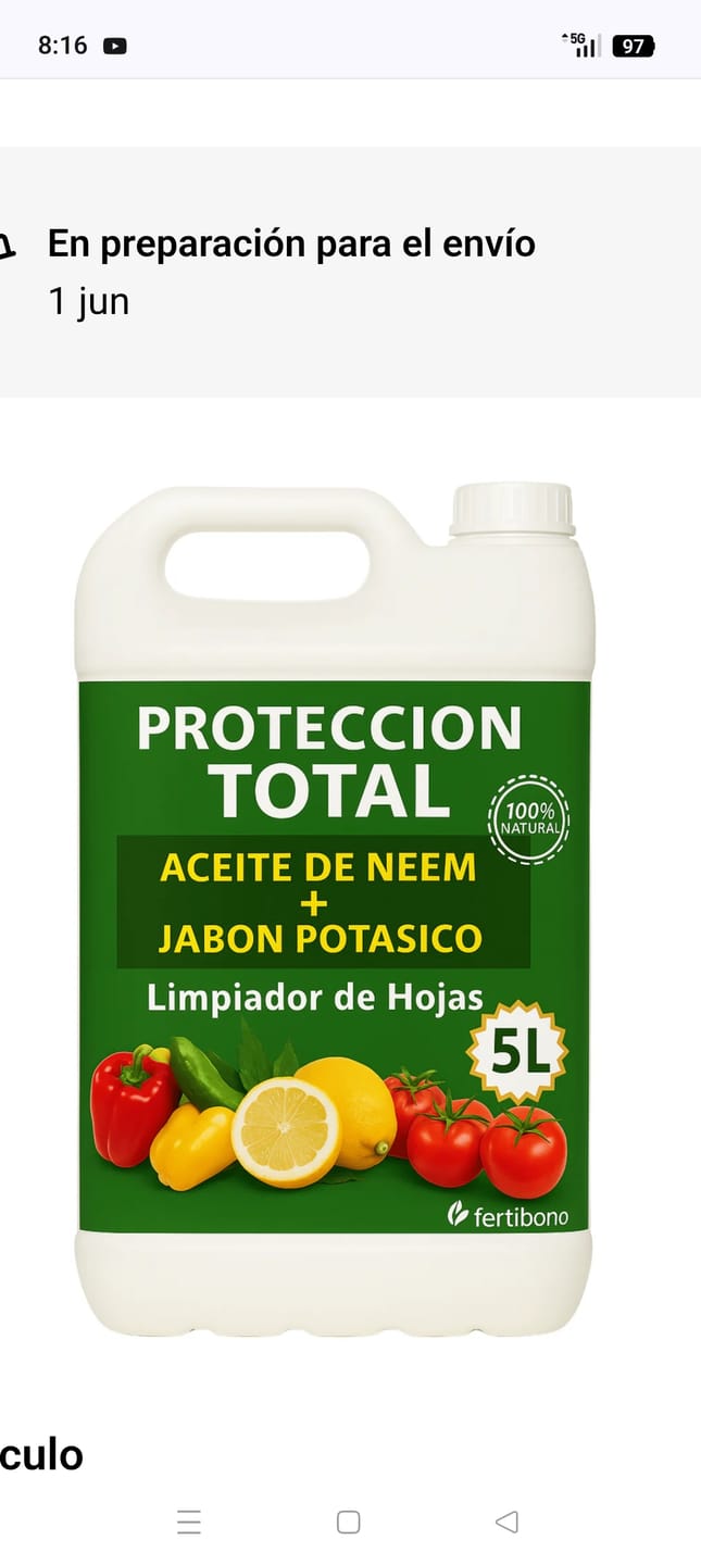 Customer photo review of FERTIBONO PROTECCIÓN TOTAL | Solución Multiusos Natural para Plantas |5 l| Jabón Potásico + Aceite de Neem | Ideal para Huertos y Jardines