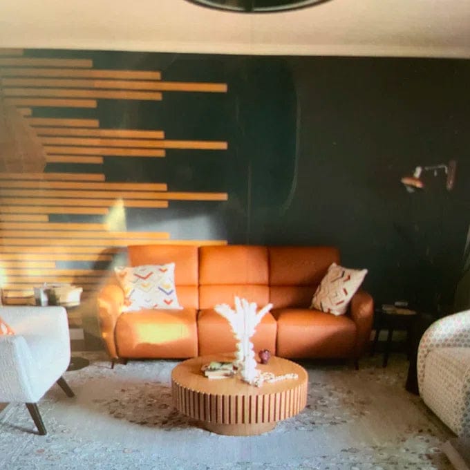 Customer photo review of AeroStretch Power Zero Wall Hugger Reclining Sofa with Drop Down Table Tray