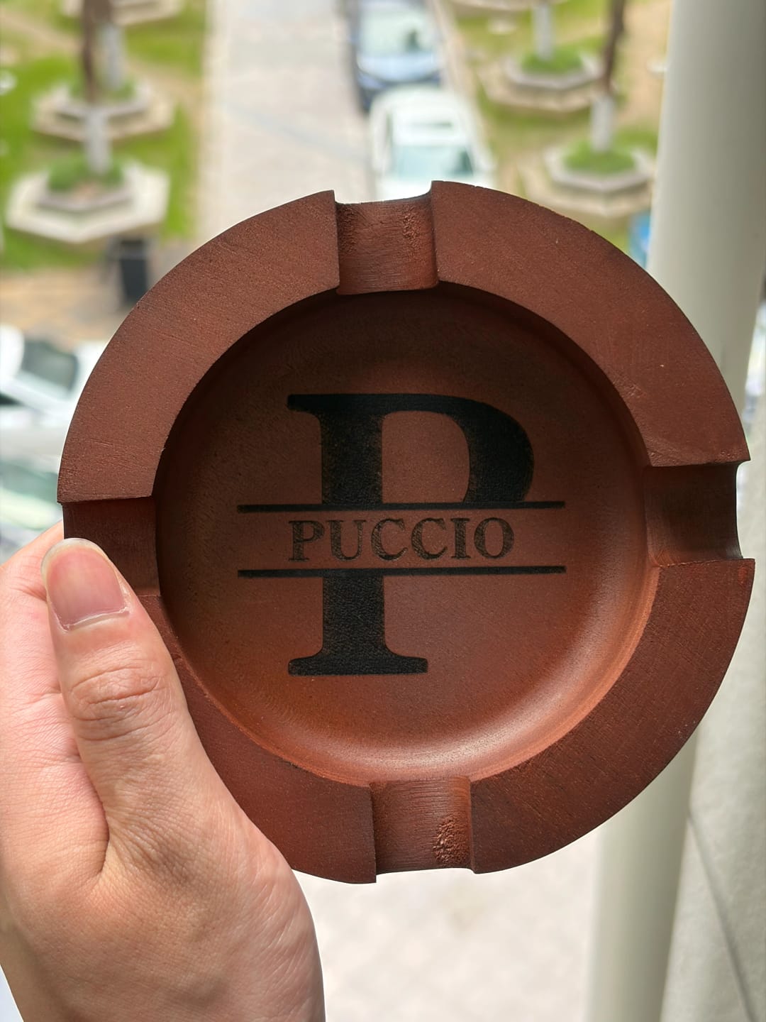 Customer photo review of Personalized Name Walnut Cigar Ash Tray for Dad,Grandpa,Boyfriend,Friend