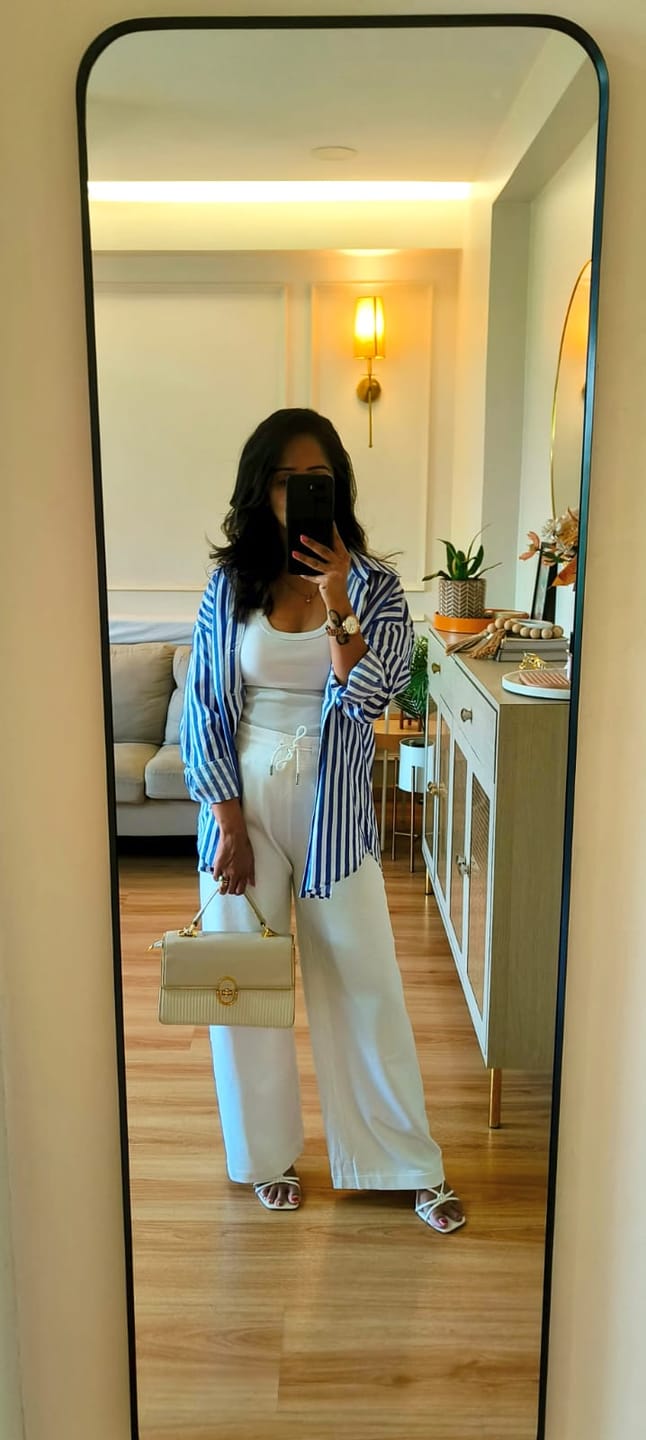 Customer photo review of Non Transparent iCotton Wide Leg Pants