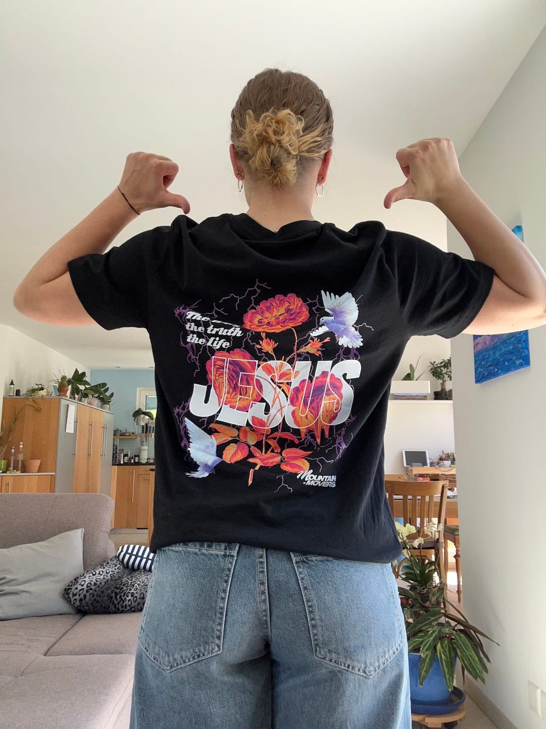 Customer photo review of Jesus Flower Shirt Backprint