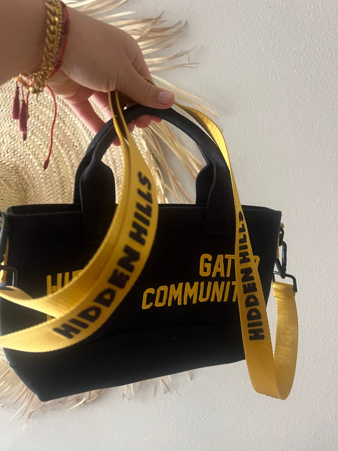 Customer photo review of GATED COMMUNITY MINI CANVAS BAG AMBER/NAVY
