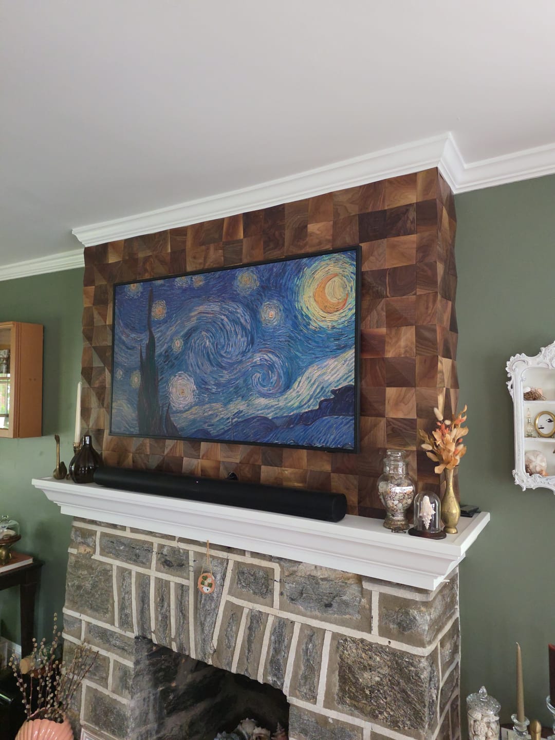 Customer photo review of Natural Walnut 3D Diamond Panels