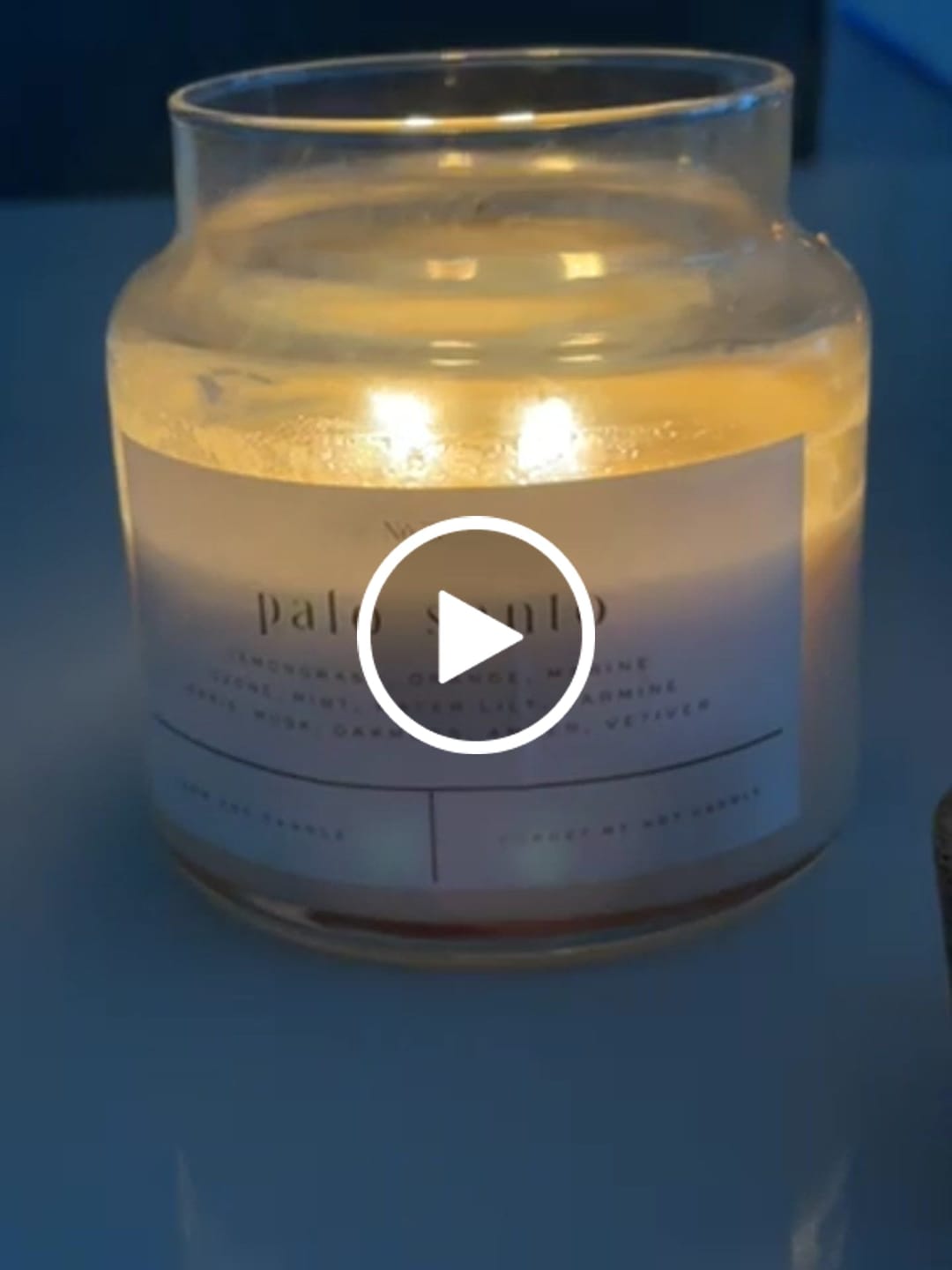 Customer video review of palo santo 22 oz glass candle