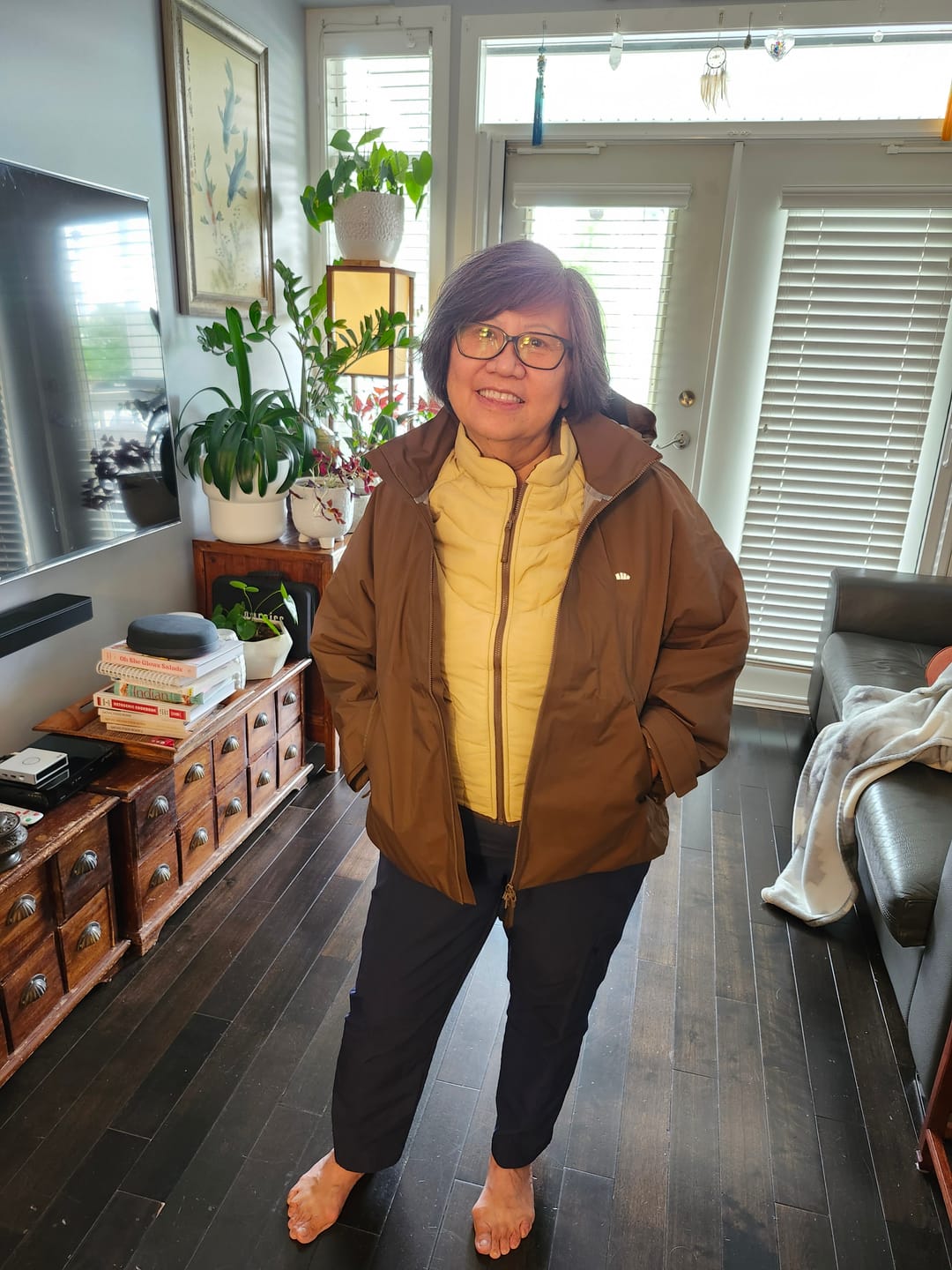 Customer photo review of PeakFlex – Women’s Stretch Insulated Shell Jacket (Removable Hood, Warm Liner)