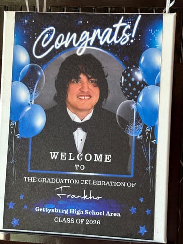 Customer photo review of Personalized Graduation Welcome Sign Canvas - Custom Photo Graduation Gifts
