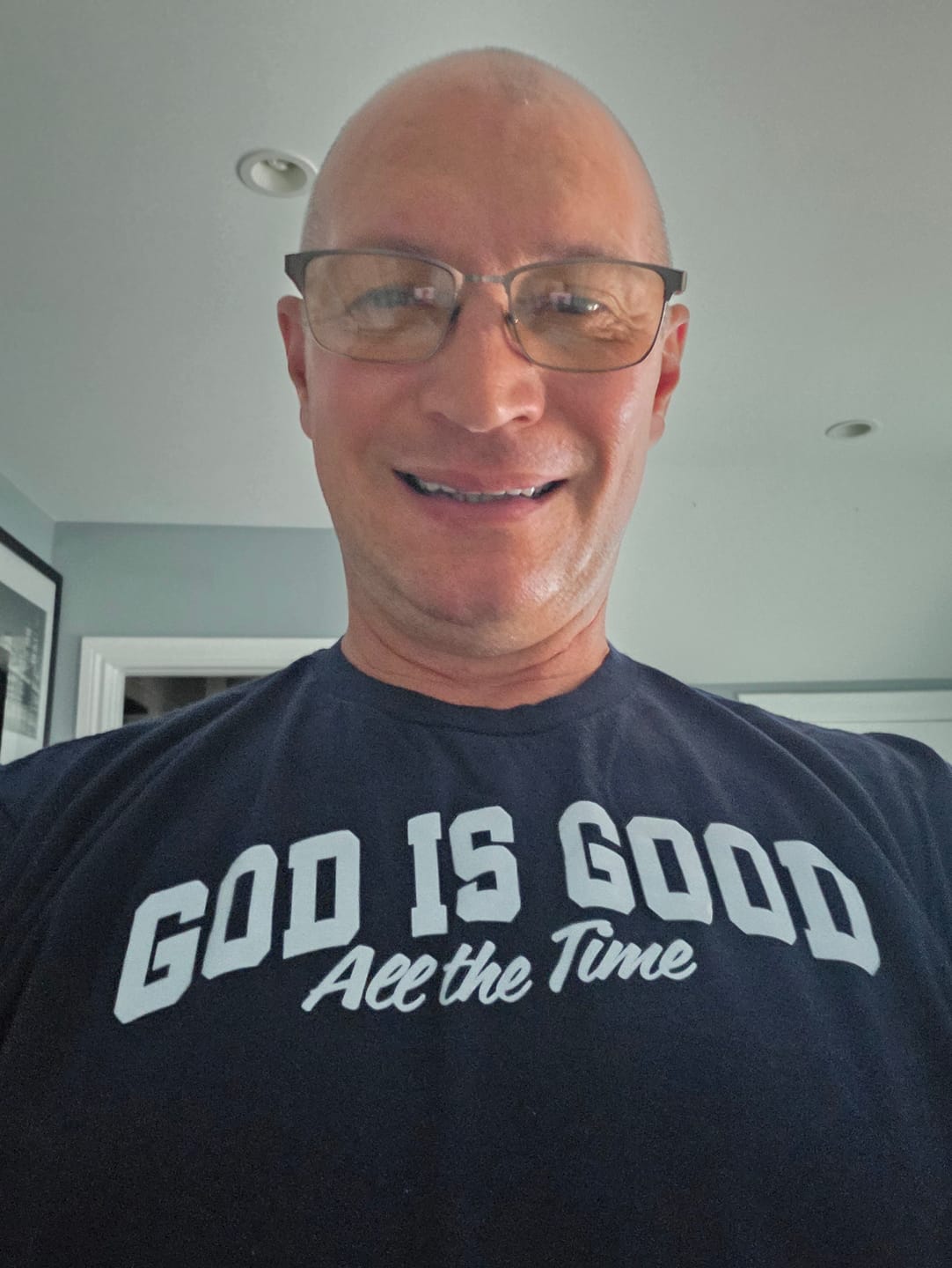 Customer photo review of God Is Good All The Time T-Shirt