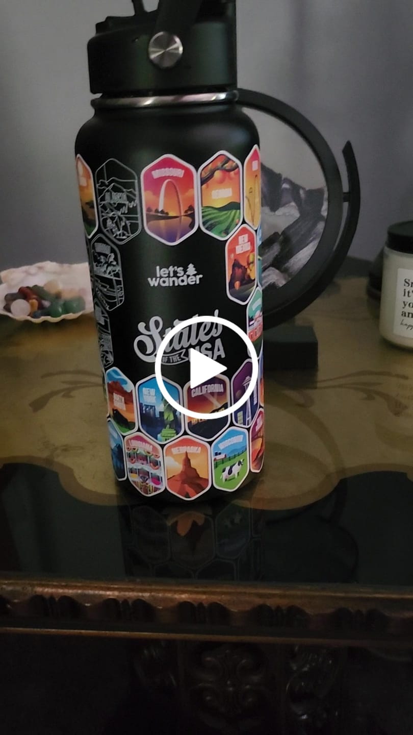 Customer video review of Lets Wander™ 50 States Of The USA Water Bottle + Stickers