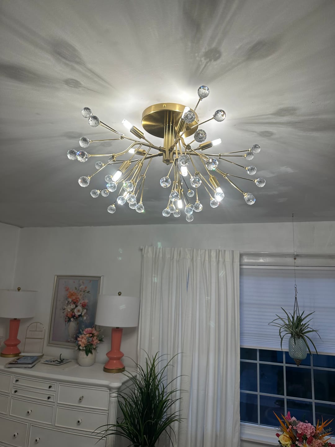 Customer photo review of Mid-Century Firework Crystal Branching Semi Flush Mount