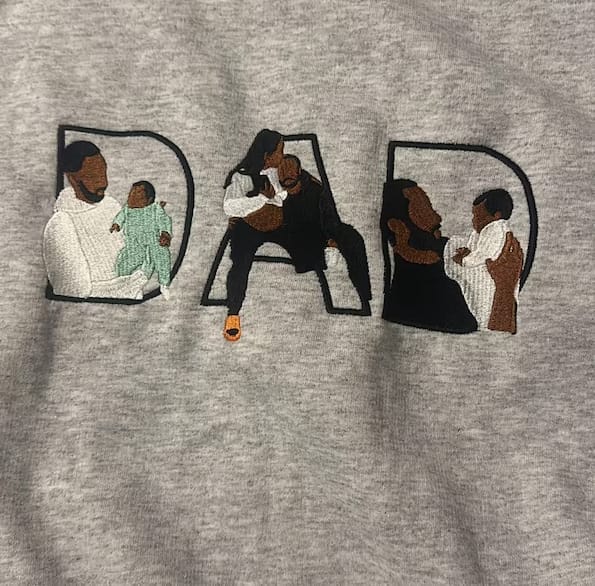 Customer photo review of Custom Father's Day Dad Photo Portrait Full Color Embroidered Sweatshirt/Hoodie, Gift For Dad