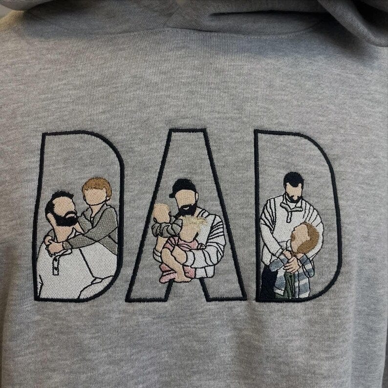 Customer photo review of Custom Father's Day Dad Photo Portrait Full Color Embroidered Sweatshirt/Hoodie, Gift For Dad