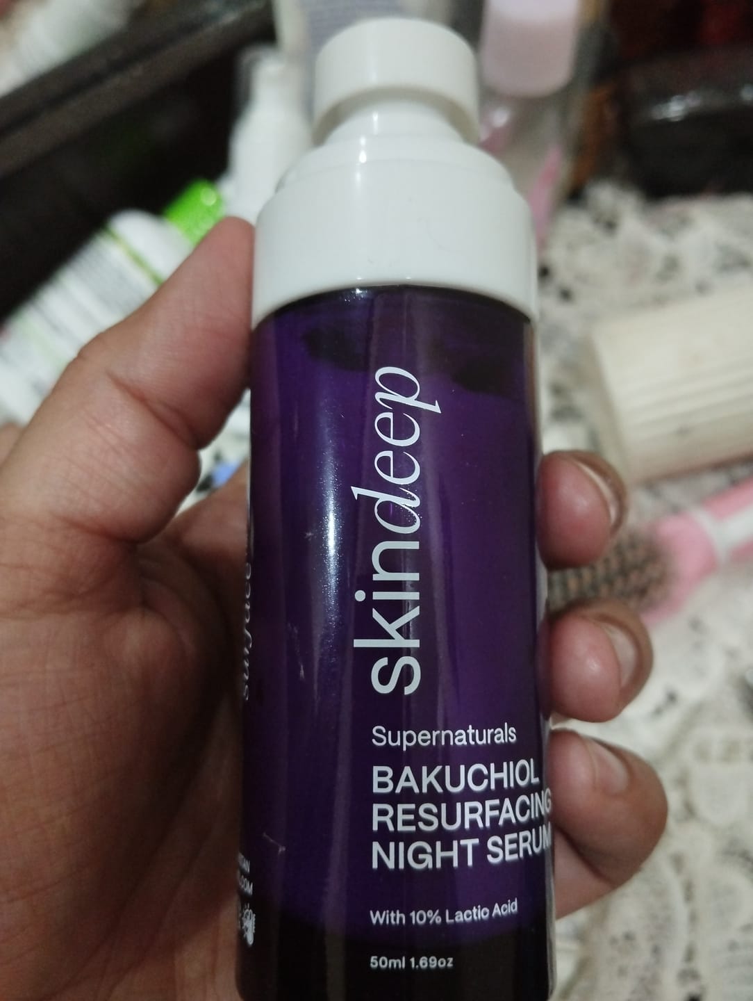 Customer photo review of BAKUCHIOL RESURFACING NIGHT SERUM - with 10% Lactic Acid