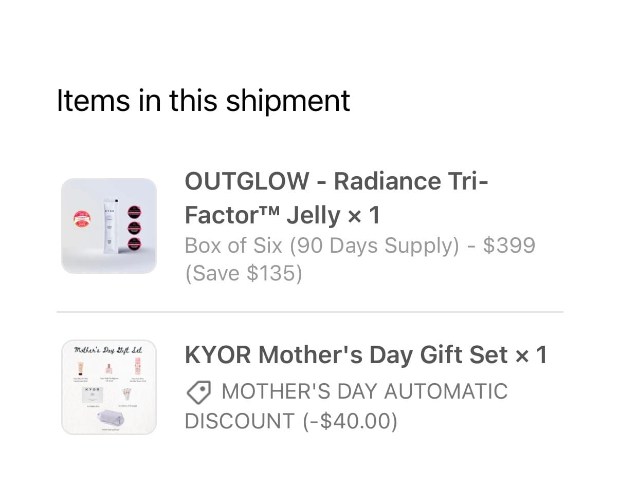 Customer photo review of KYOR Mother's Day Gift Set