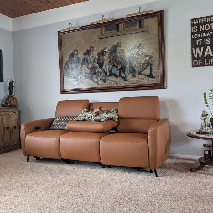 Customer photo review of AeroStretch Power Zero Wall Hugger Reclining Sofa with Drop Down Table Tray