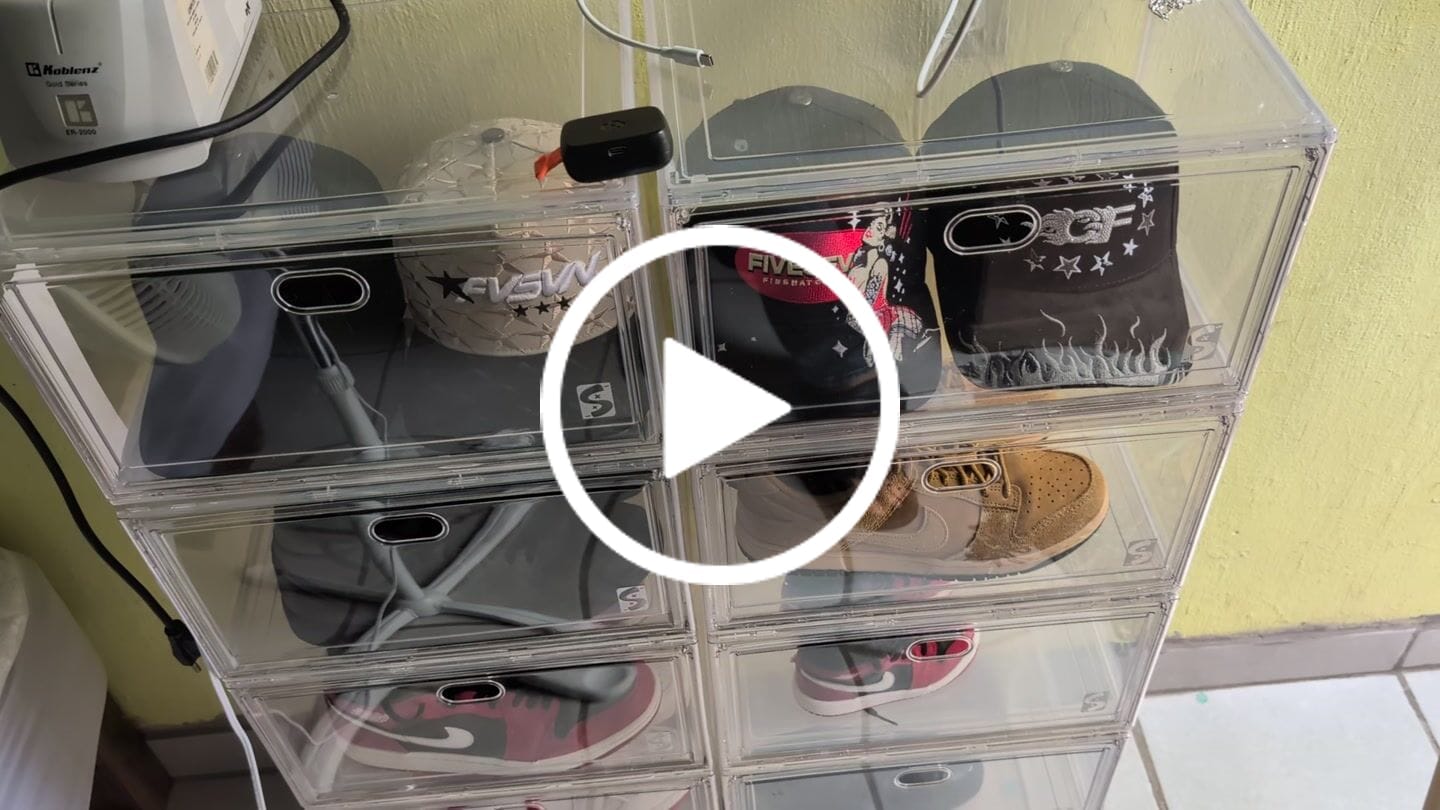 Customer video review of Shooter Box - Cajas Transparentes Para Sneakers Cierre Magnético Apertura Lateral