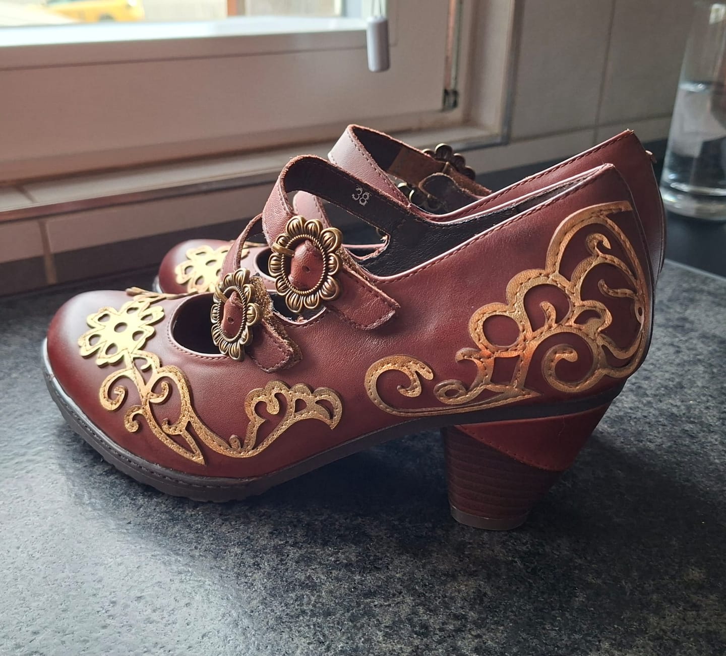 Customer photo review of Vintage Burgundy Mary Jane Pumps