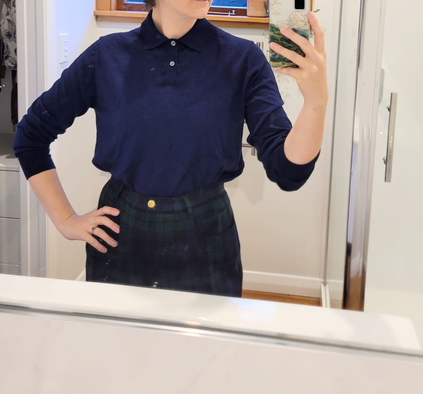 Customer photo review of Womens long sleeve polo