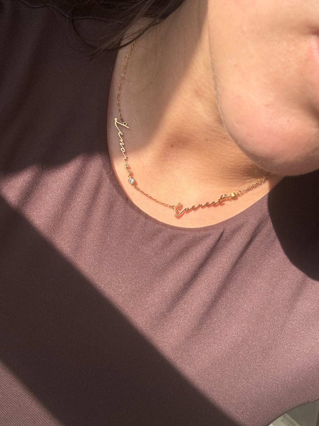 Customer photo review of Multiple Name and Birthstone Necklace