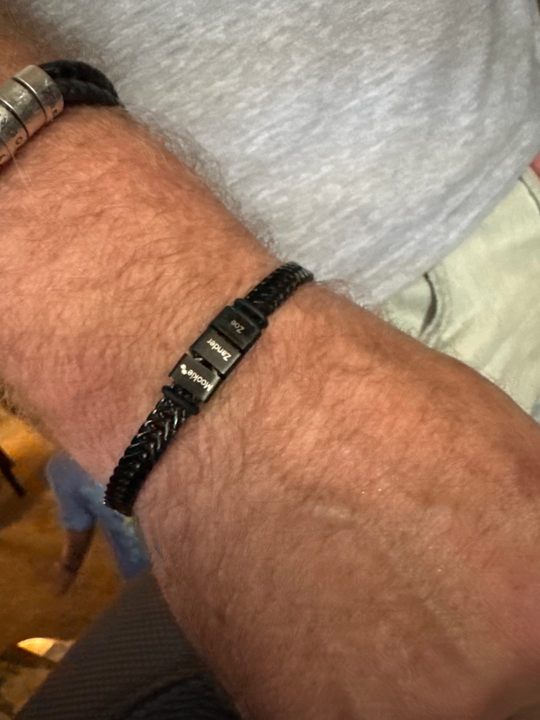 Customer photo review of Dan Bracelet With Kids’ Names- Black