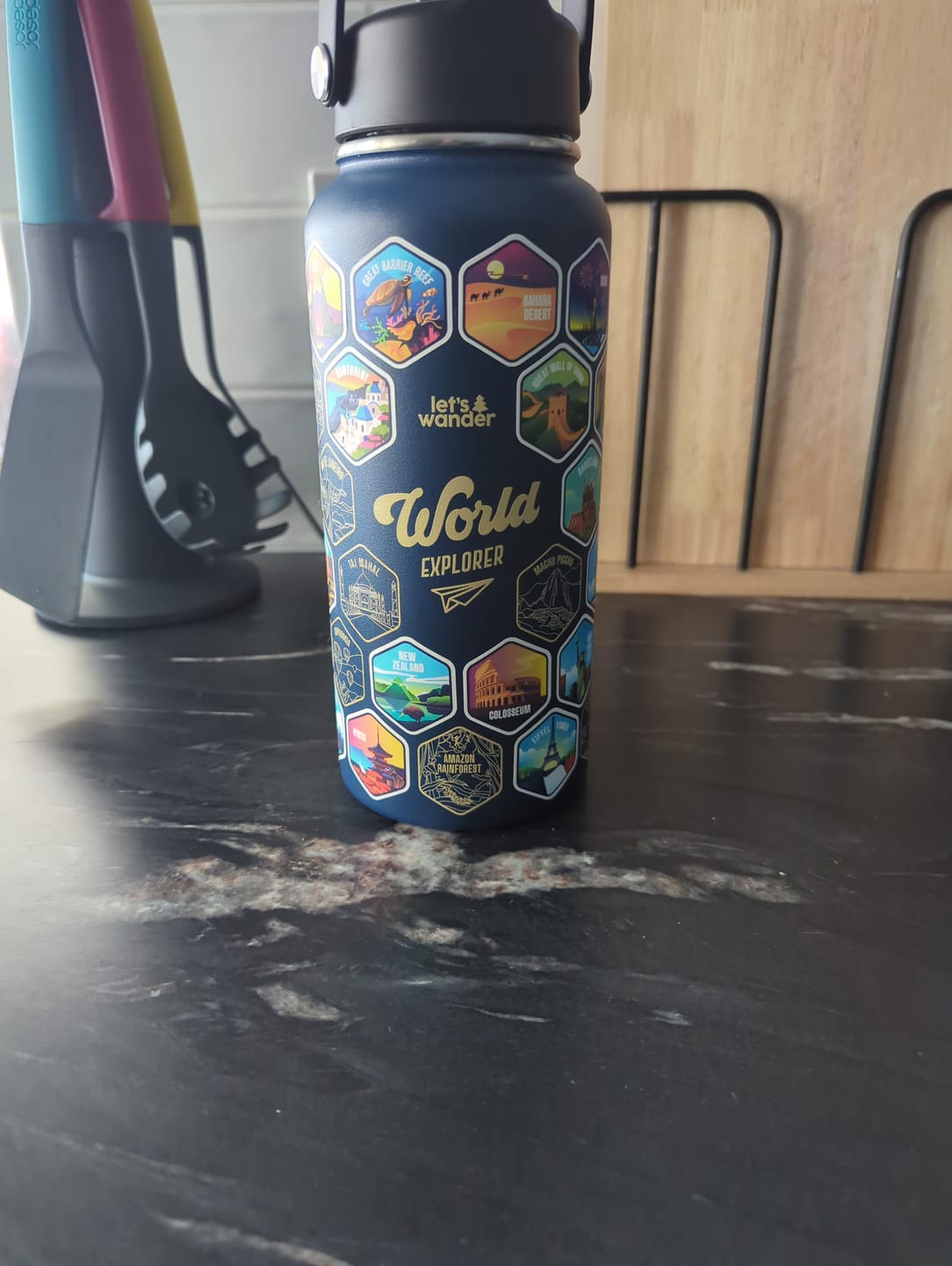 Customer photo review of World Explorer Bottle + Stickers