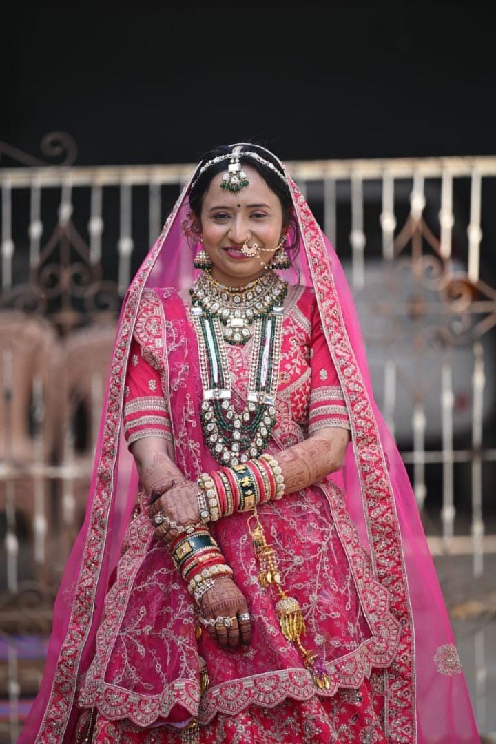 Customer photo review of Pink Trending Premium Silk With Zarkan Diamond & Embroidery Work Bridal Lehenga