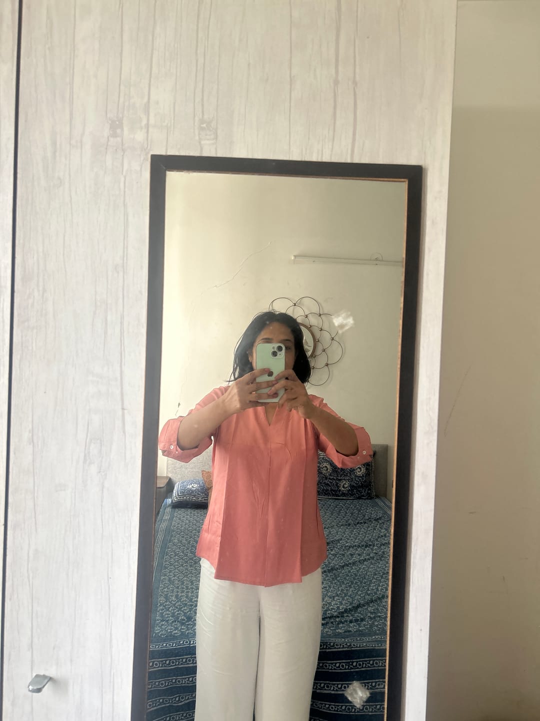 Customer photo review of Women Rose Viscose Pleated Top