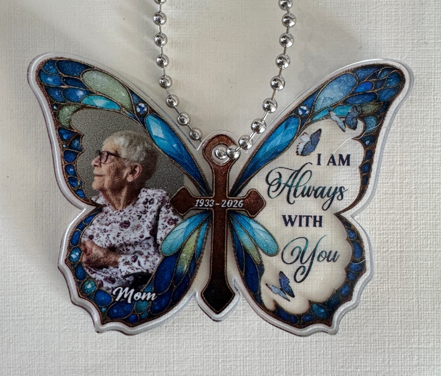 Customer photo review of I Am Always With You - Personalized Custom Car Plastic Hanging Ornament CO25