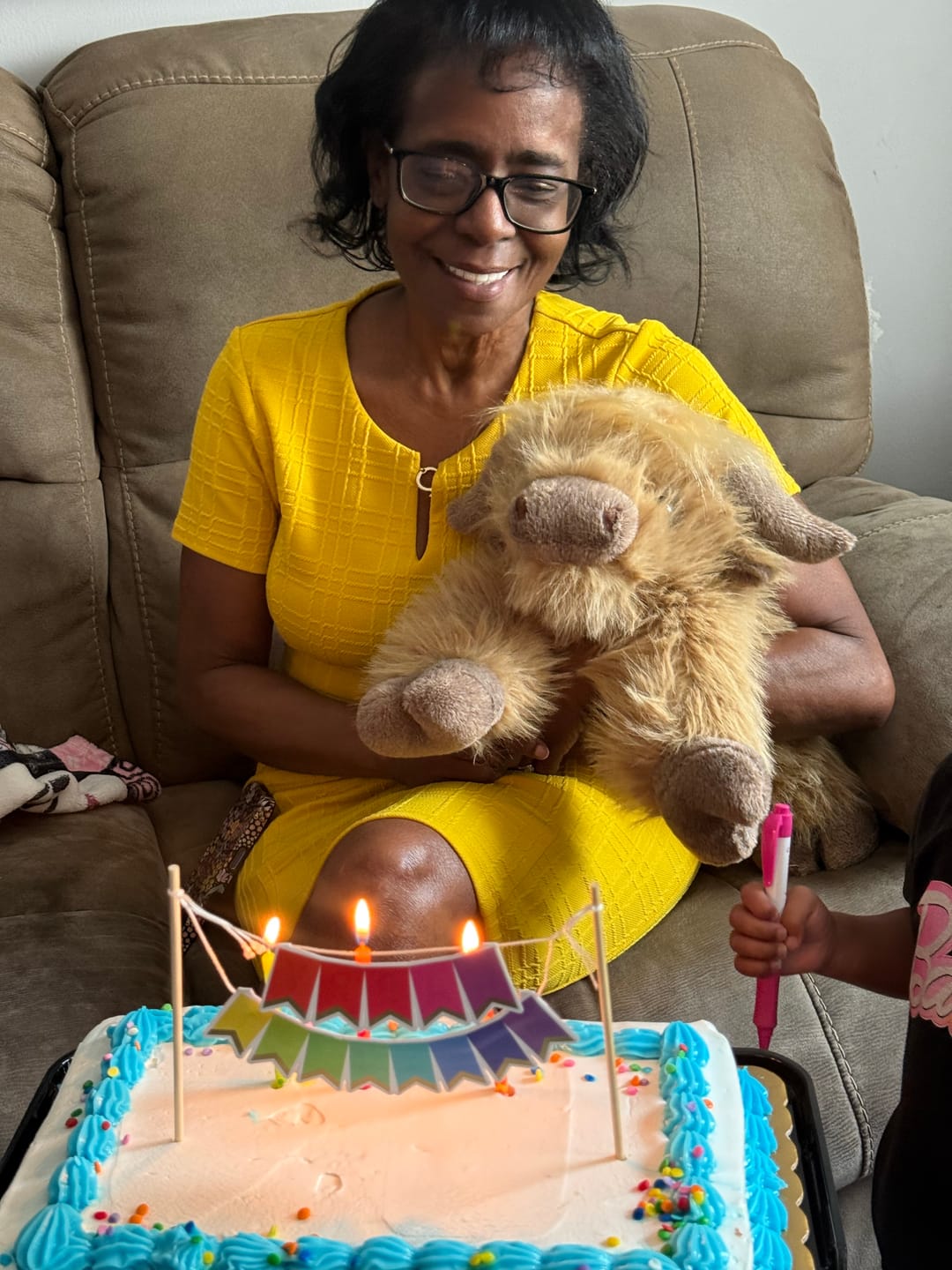 Customer photo review of Highland Cow Weighted Stuffed Animal