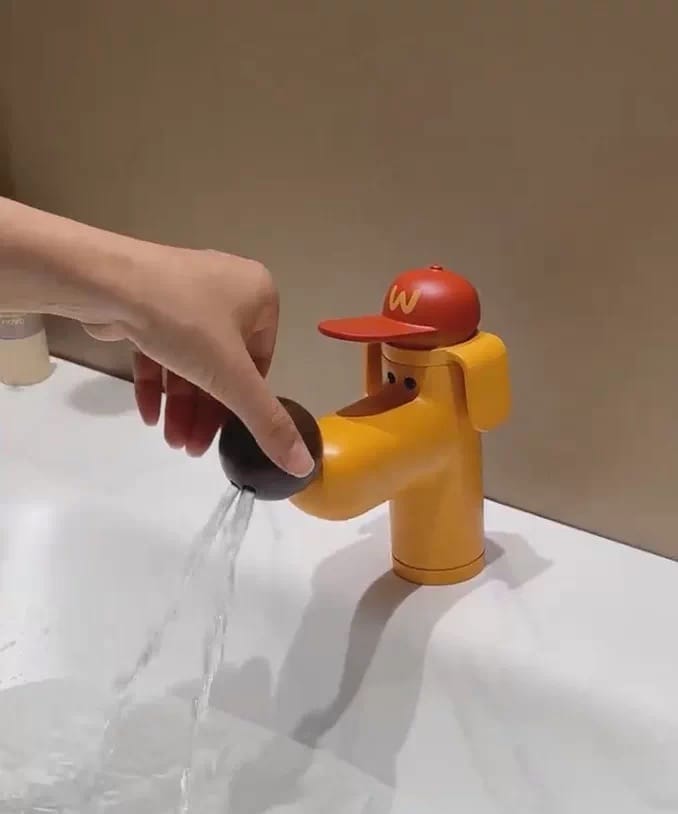 Customer photo review of Creative Dog Bathroom Faucet with Hot and Cold Mixer
