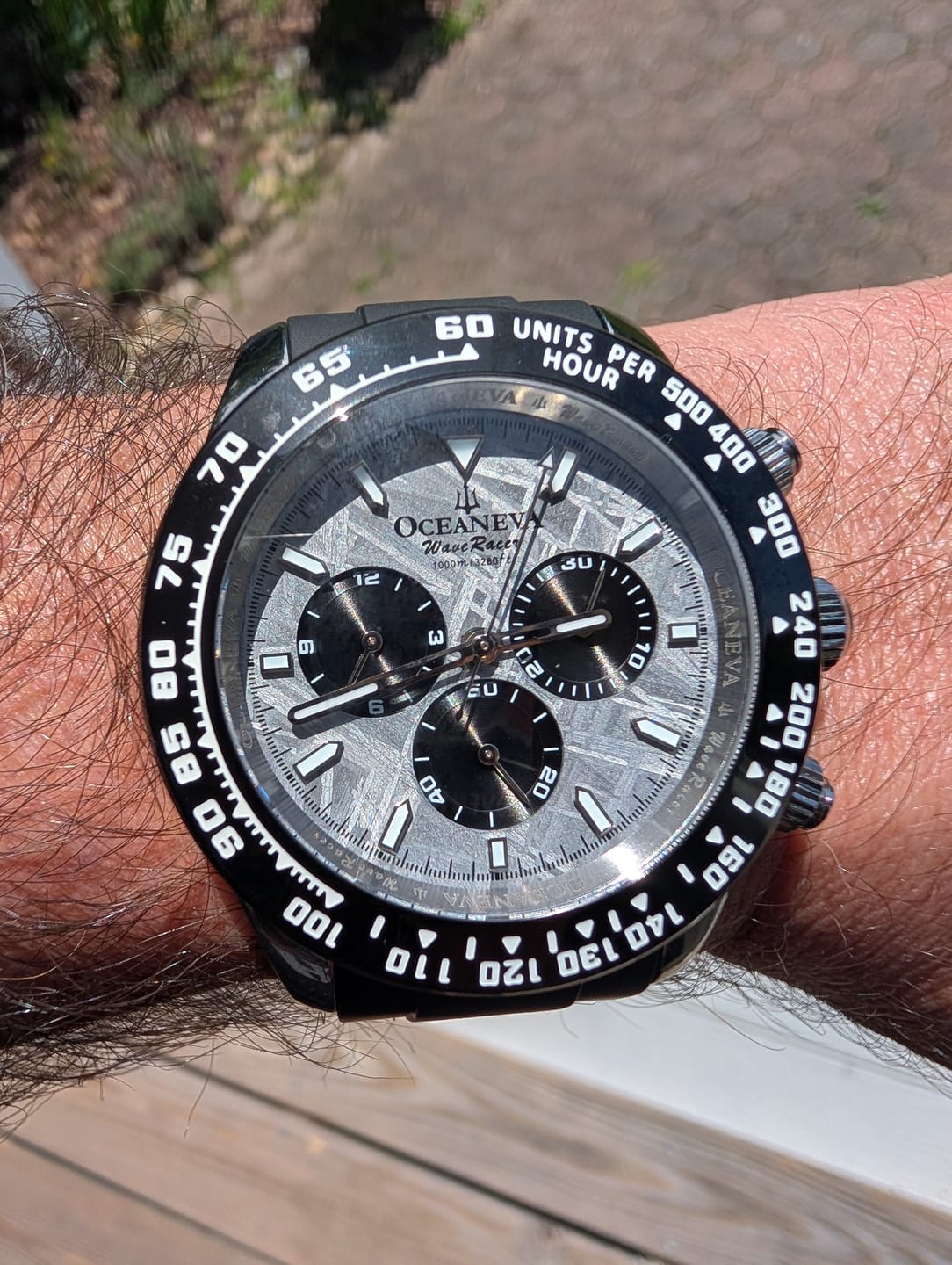 Customer photo review of Oceaneva WaveRacer 1000m Mechanical Chronograph Automatic Grade 5 Titanium Watch Meteorite