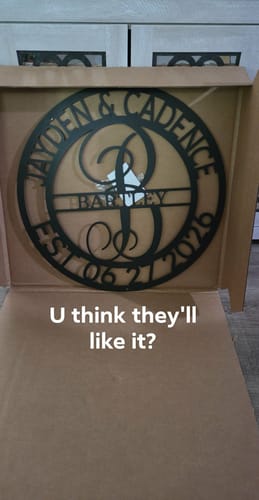 Customer photo review of Elaborate Name - Steel Sign