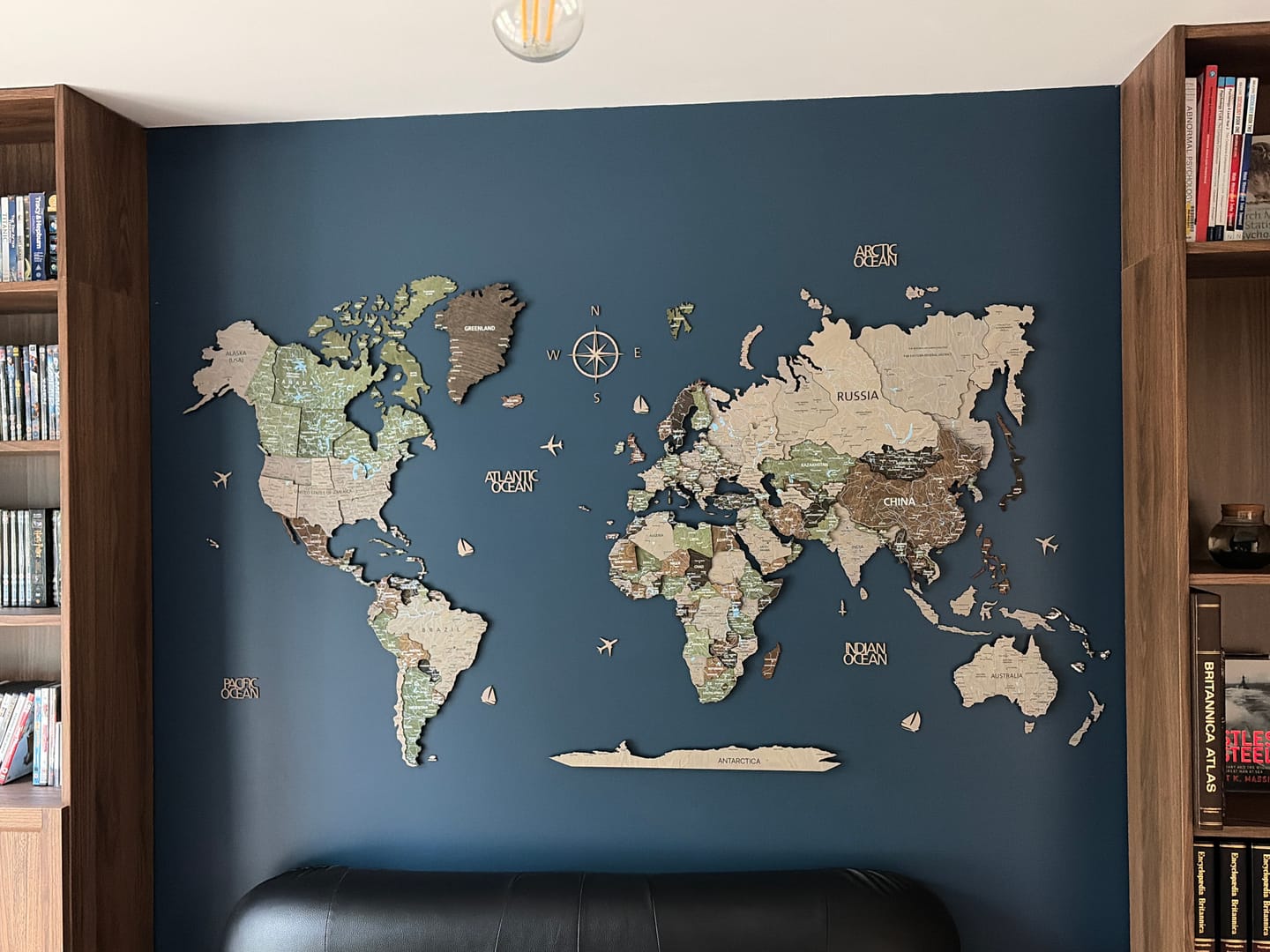 Customer photo review of 3D Wood World Map -Light Rustic