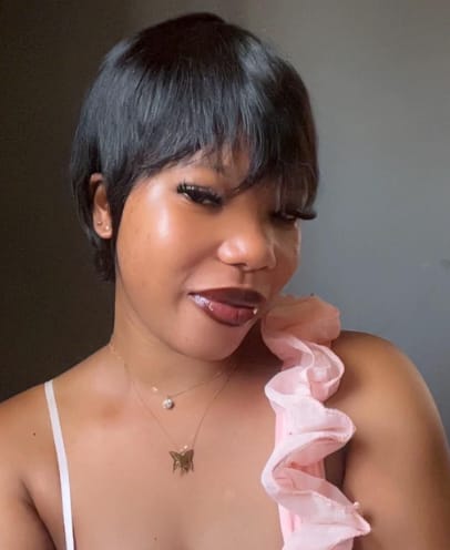 Customer photo review of Luvwin Classic Pixie Cut Style Wig With Layered Bangs For Black Women